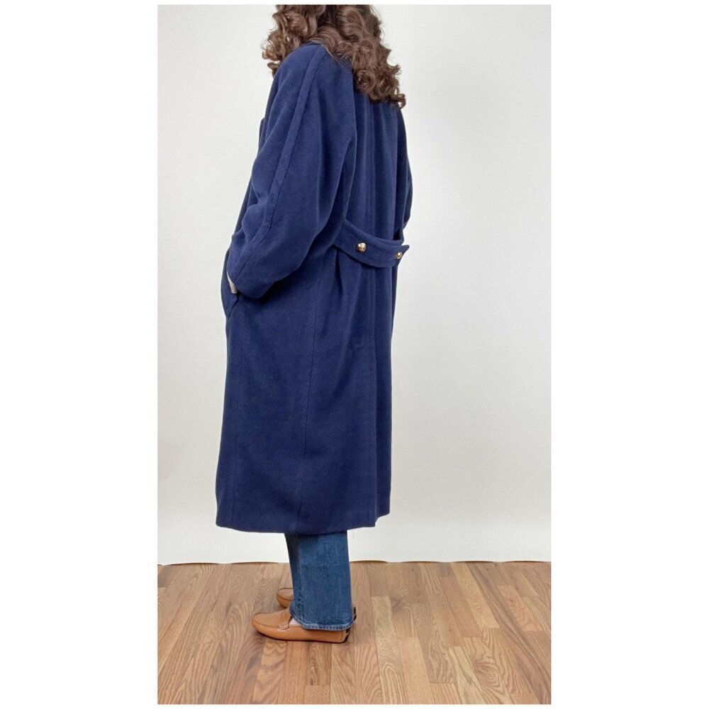 Vintage 100% Lambswool Double Breasted Oversized Pea Coat Trench Jacket Peacoat - Picture 4 of 9